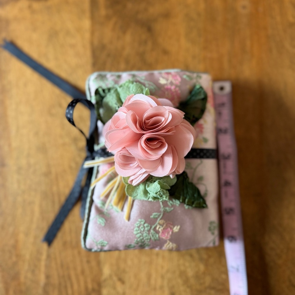 Goody Floral Embroidered Travel Jewelry Pouch with Pink Flower